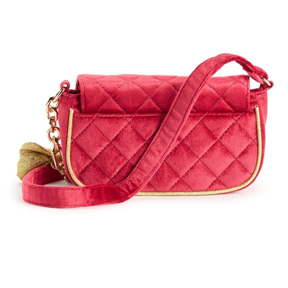 Minnie Mouse Red Velvet Quilted   Bag with Gold Accents Crossbody. - Picture 2 of 5